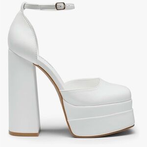 Dream Pairs White Platform Block Heels